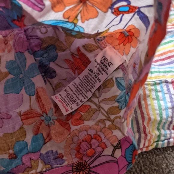 2 Next summer cotton dresses baby girl 6-9 months floral stripes - Picture 7 of 10